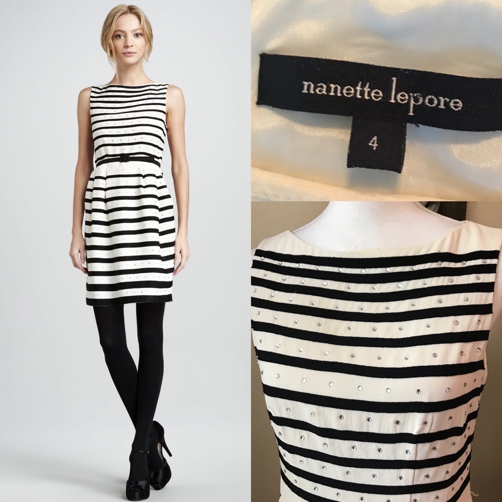 nanette lepore striped sheath dress